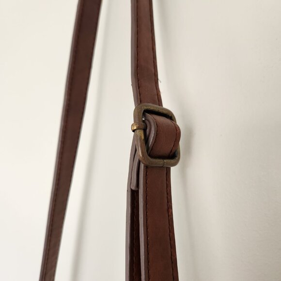 Lucky Brand Purse Tan Brown Natural Linen Faux Leather Bucket Hobo Crossbody Bag - Picture 5 of 13